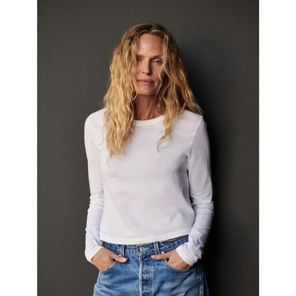 Buck Mason Women's Pima Cotton Boxy Crewneck Made In USA Long Sleeve Top Tee - Picture 3 of 5